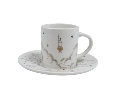 Porcelán kávés és csészealj
