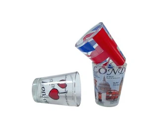 Lövött üveg bögre matricával